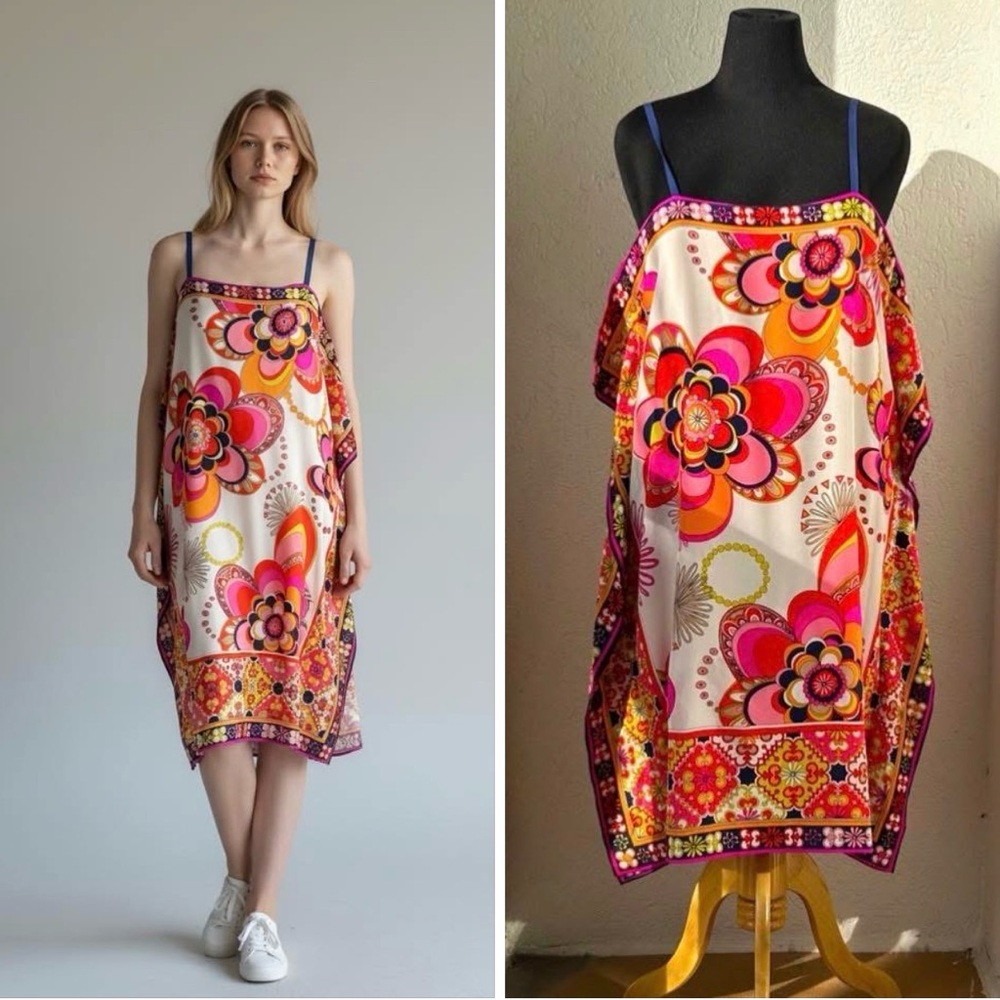 Trina Turk kaftan SILK lined dress 12 NWOT